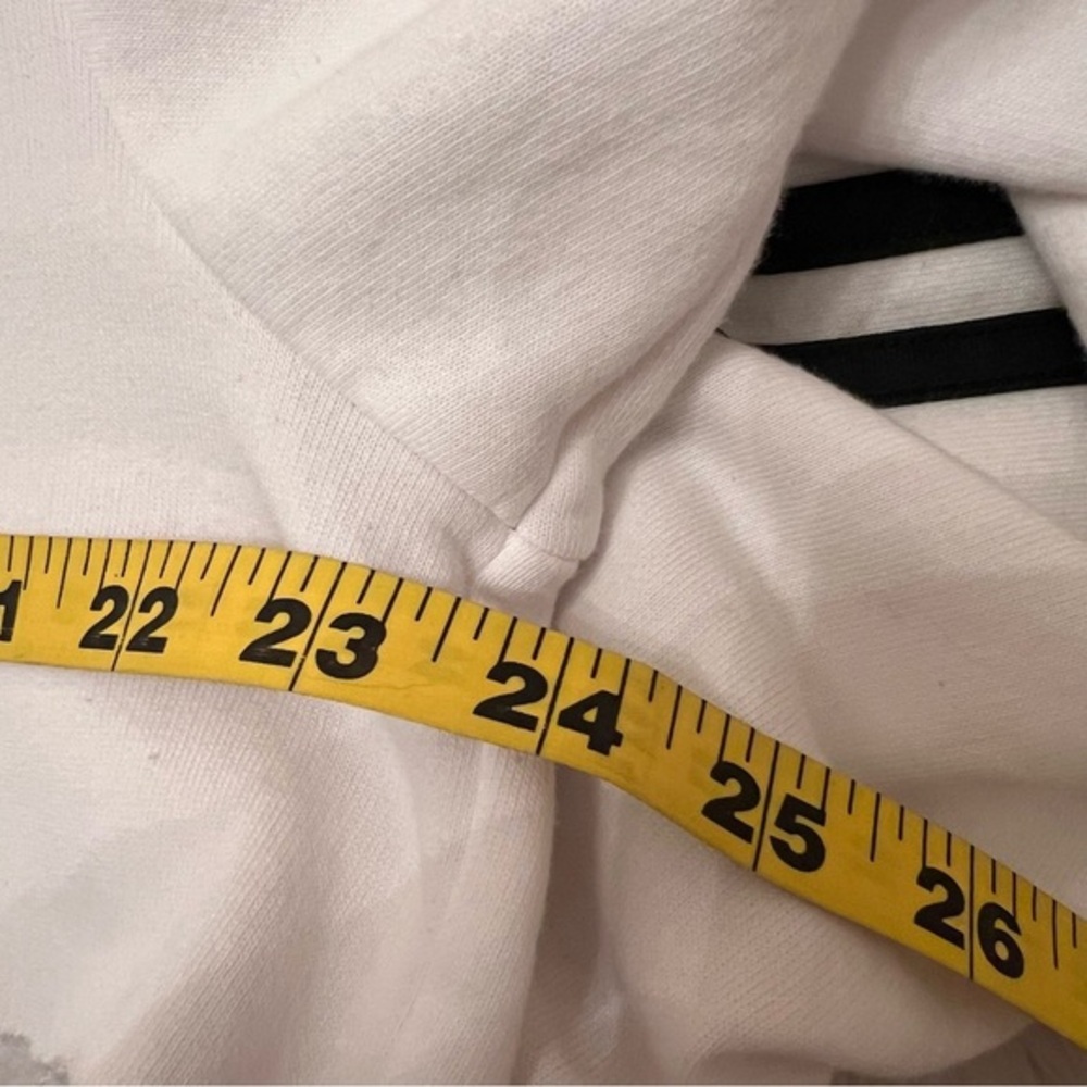 adidas White Cropped Hoodie with Black Logo and Stripe - Picture 11 of 12
